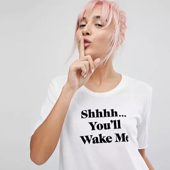 Wildfox Shh You'll Wake Me Graphic T Shirt White M - Picture 7 of 8